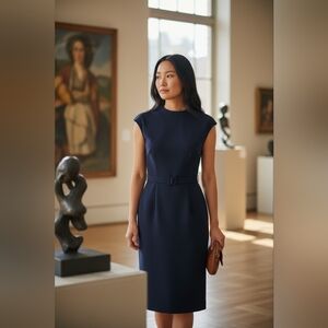 Lauren Ralph Lauren Navy Sleeveless Midi Dress